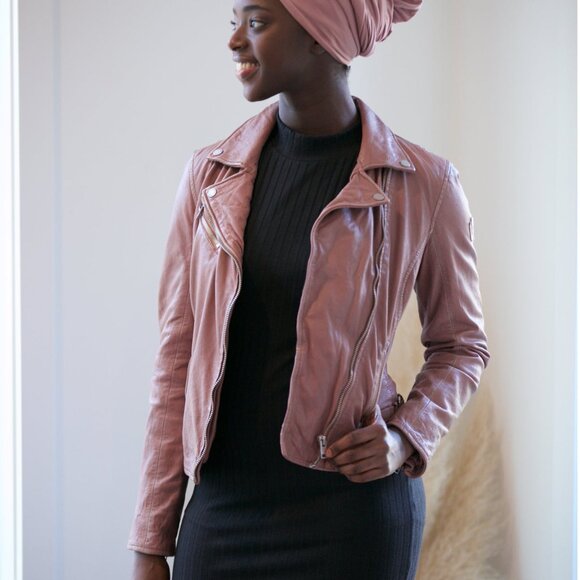 Mauritius Leather Sofia Jacket in Foggy Rose in XS EUC - Picture 2 of 8